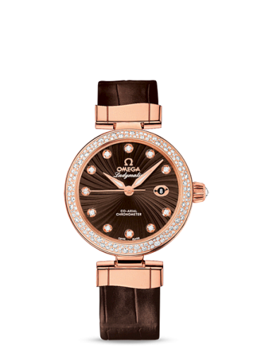 Omega LadyMatic Co-Axial 34 Red Gold / Diamond / Brown